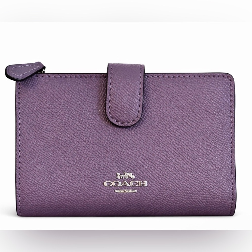 Coach Purple Pebbled Leather Snap Wallet